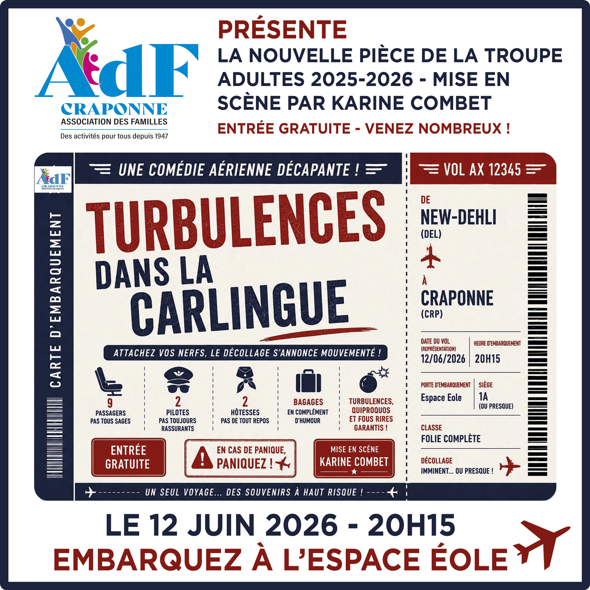 THÉÂTRE : la troupe adultes 2025-2026 vous convie à sa représentation. Attachez vos ceintures !