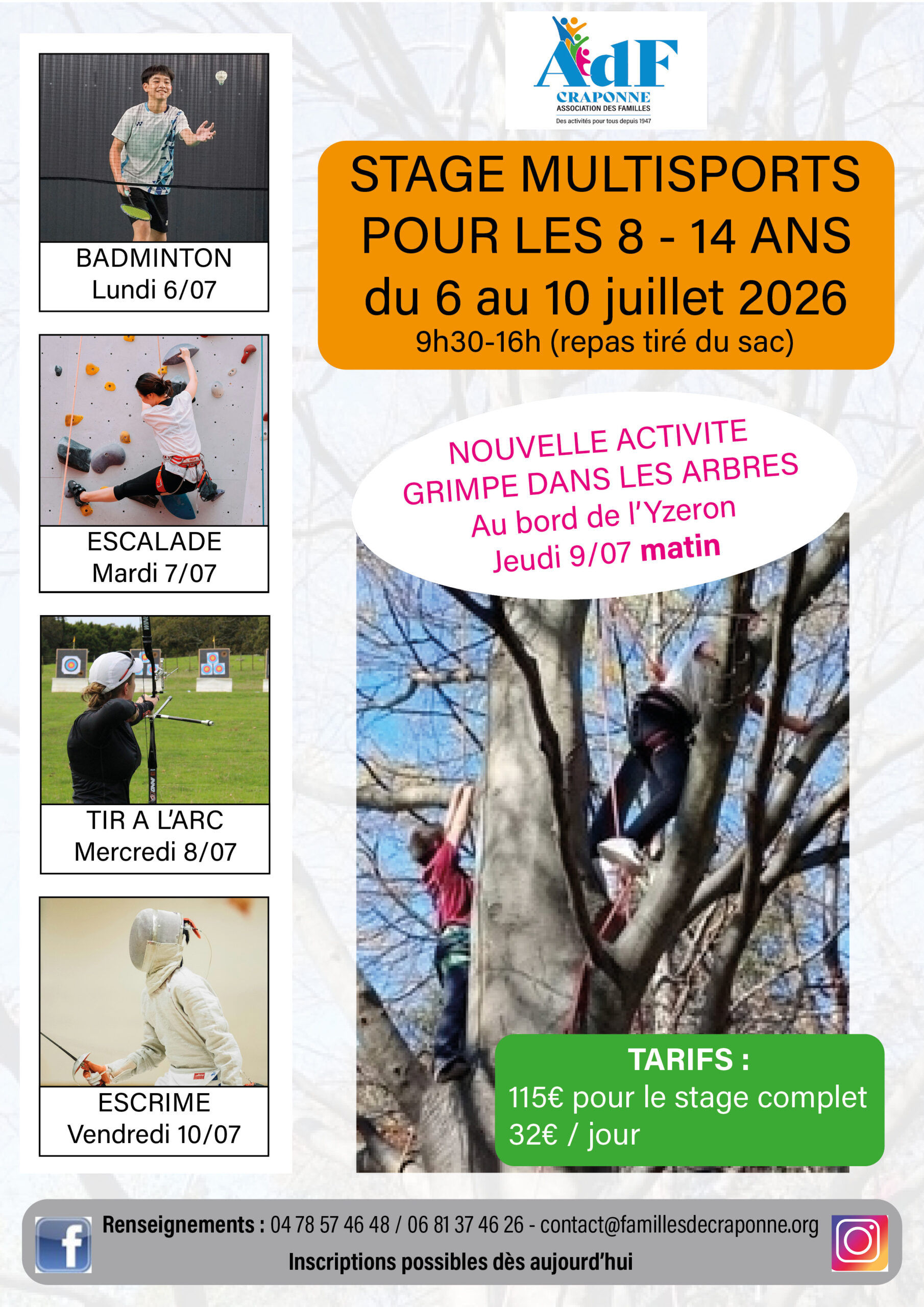 Stage multisports du 6 au 10 juillet 2026