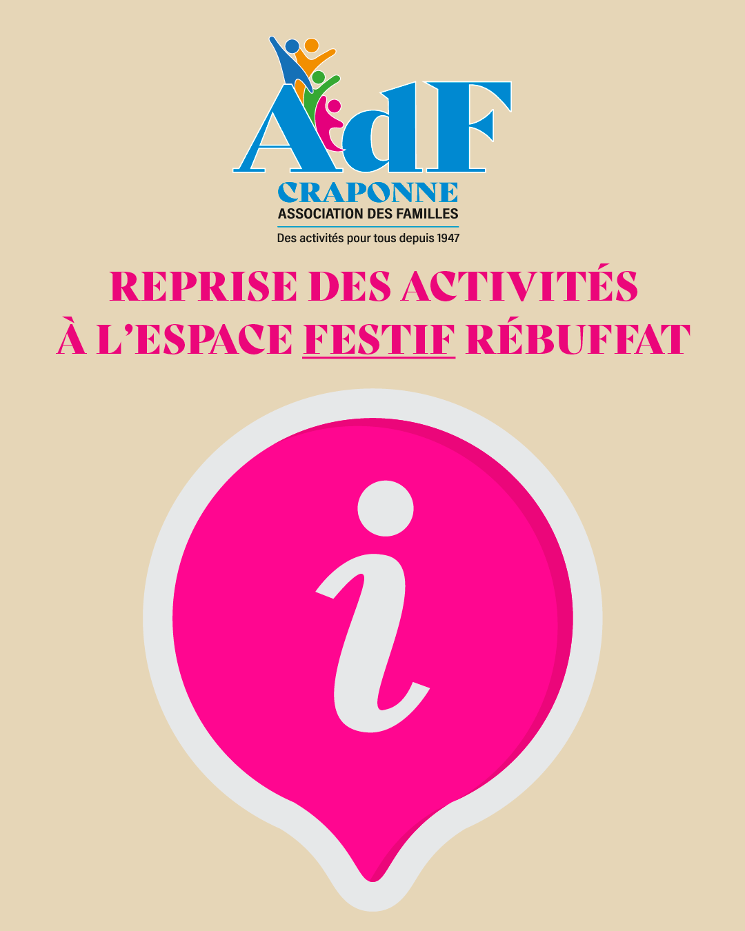REPRISE DES ACTIVITÉS À L&rsquo;ESPACE FESTIF RÉBUFFAT ET INFOS SUR LA REPRISE DES ACTIVITÉS À L&rsquo;ESPACE SPORTIF RÉBUFFAT…
